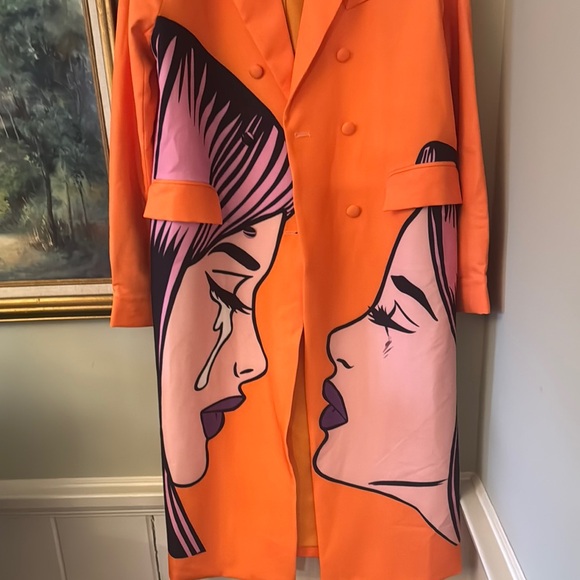 Akira Crying Faces Cry Orange Graphic Women's Coat Jacket Small S - Picture 4 of 8